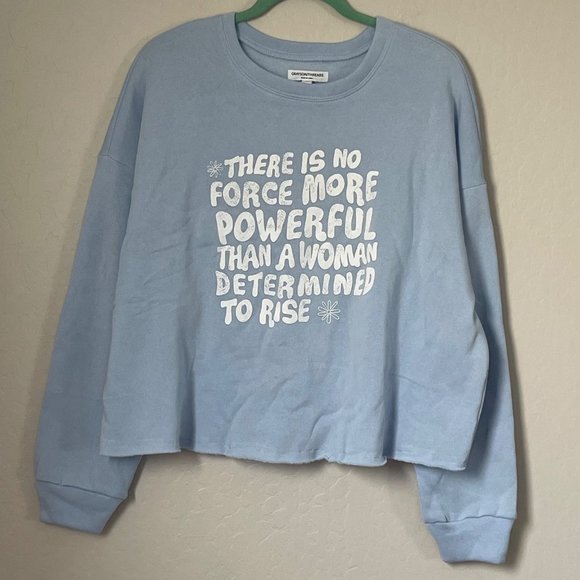 Grayson/Threads NWT Large "Powerful Women Determined to Rise" Blue Sweatshirt - Picture 2 of 6